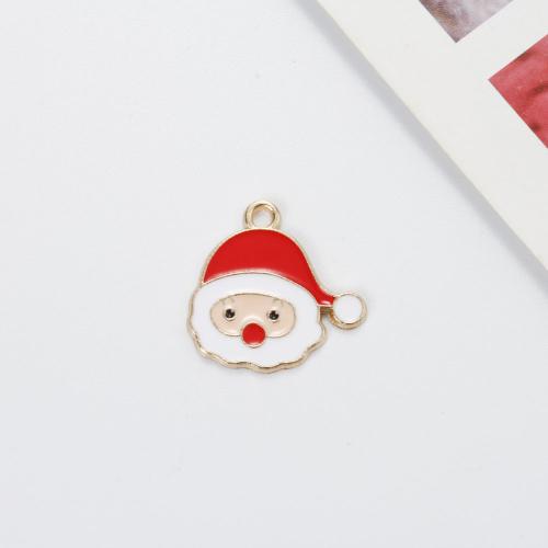 Tibetan Style Christmas Pendants, Santa Claus, gold color plated, DIY & enamel, mixed colors, 20x20x1.20mm, Sold By PC