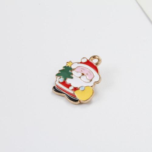 Tibetan Style Christmas Pendants, Santa Claus, gold color plated, DIY & enamel, mixed colors, 20x17x1.25mm, Sold By PC