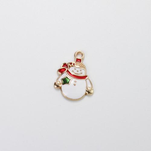 Tibetan Style Christmas Pendants, Snowman, gold color plated, Christmas Design & DIY & enamel, mixed colors, 21x16.80x2.40mm, Sold By PC