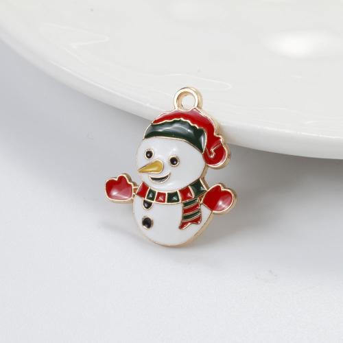 Tibetan Style Christmas Pendants, Snowman, gold color plated, Christmas Design & DIY & enamel, mixed colors, 22x20x1.90mm, Sold By PC