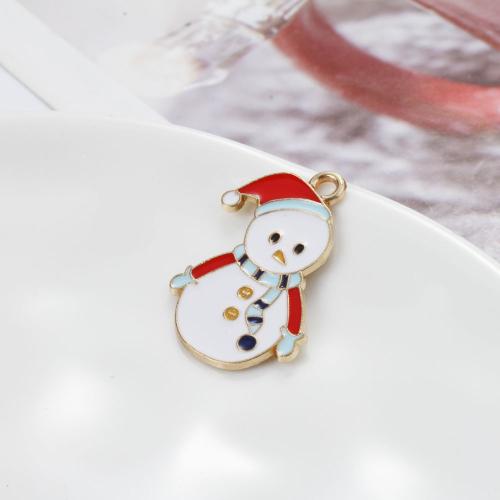 Tibetan Style Christmas Pendants, Snowman, gold color plated, Christmas Design & DIY & enamel, mixed colors, 24.50x16.30x1.10mm, Sold By PC