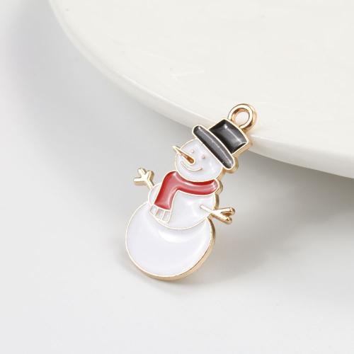 Tibetan Style Christmas Pendants, Snowman, gold color plated, Christmas Design & DIY & enamel, mixed colors, 27.50x17.40x1.20mm, Sold By PC