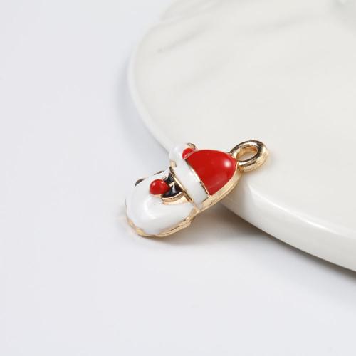 Tibetan Style Christmas Pendants, Santa Claus, gold color plated, DIY & enamel, mixed colors, 17.70x13.60x4mm, Sold By PC