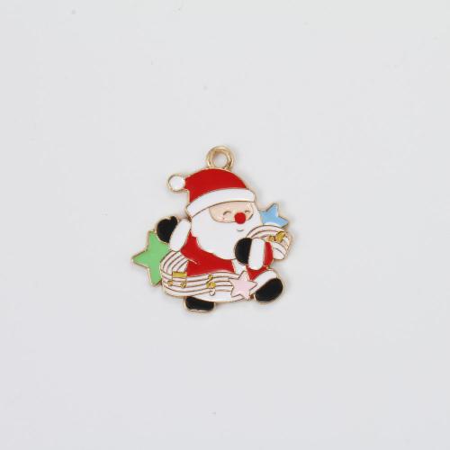 Tibetan Style Christmas Pendants, Santa Claus, gold color plated, DIY & enamel, mixed colors, 24.20x24x1.10mm, Sold By PC