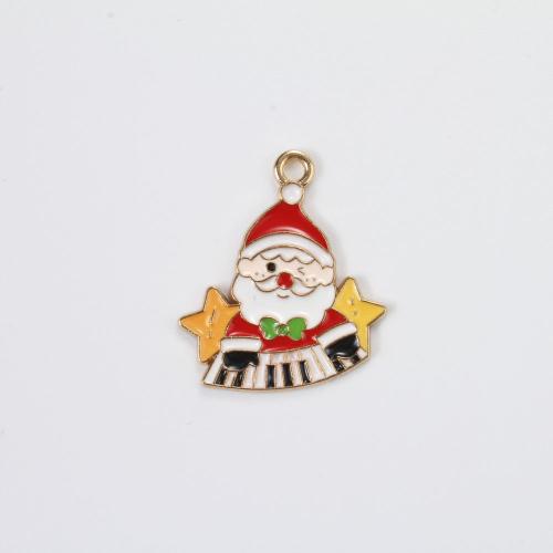 Tibetan Style Christmas Pendants, Santa Claus, gold color plated, DIY & enamel, mixed colors, 24x20x1.30mm, Sold By PC