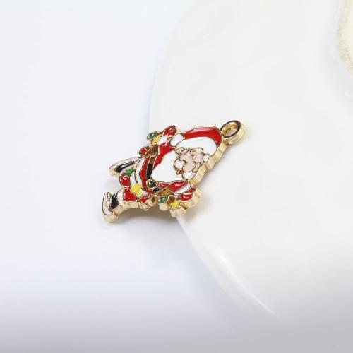 Tibetan Style Christmas Pendants, Santa Claus, gold color plated, DIY & enamel, mixed colors, 24x20x1.40mm, Sold By PC