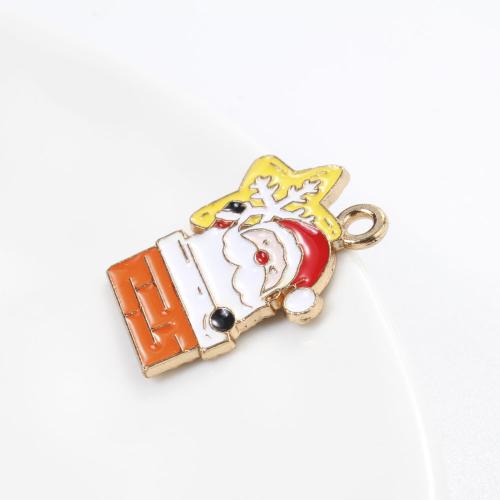 Tibetan Style Christmas Pendants, Santa Claus, gold color plated, DIY & enamel, mixed colors, 23x20x1.40mm, Sold By PC