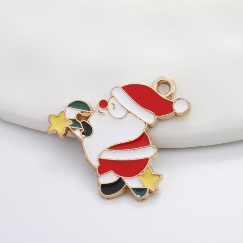 Tibetan Style Christmas Pendants, Santa Claus, gold color plated, DIY & enamel, mixed colors, 22x25.50x1.30mm, Sold By PC