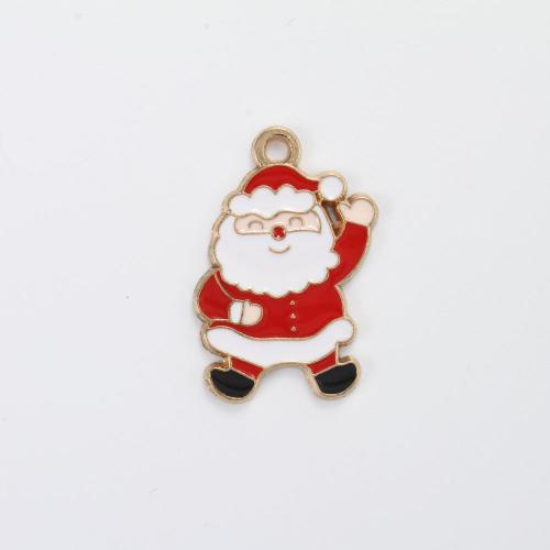Tibetan Style Christmas Pendants, Santa Claus, gold color plated, DIY & enamel, mixed colors, 23x14.60x1.40mm, Sold By PC