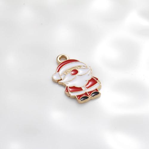 Tibetan Style Christmas Pendants, Santa Claus, gold color plated, DIY & enamel, mixed colors, 22.50x14x1.30mm, Sold By PC
