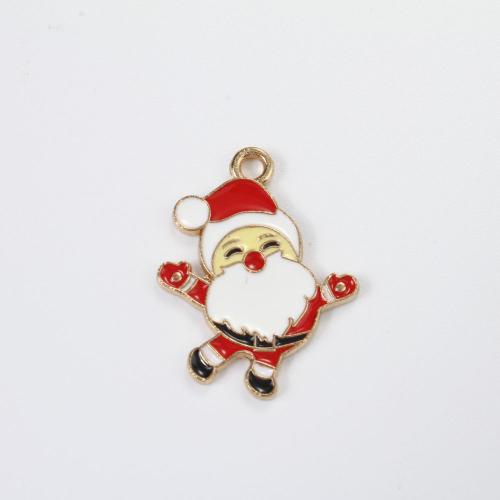 Tibetan Style Christmas Pendants, Santa Claus, gold color plated, DIY & enamel, mixed colors, 23.60x18.70x1.30mm, Sold By PC