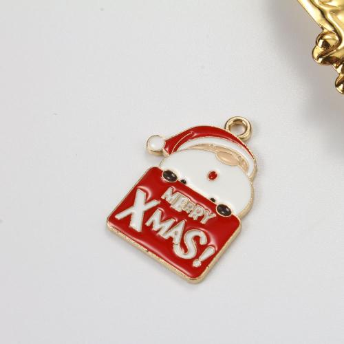 Tibetan Style Christmas Pendants, gold color plated, DIY & enamel, mixed colors, 26x19x1.10mm, Sold By PC