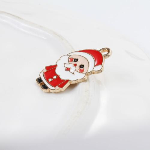 Tibetan Style Christmas Pendants, Santa Claus, gold color plated, DIY & enamel, mixed colors, 25x14.60x1.20mm, Sold By PC