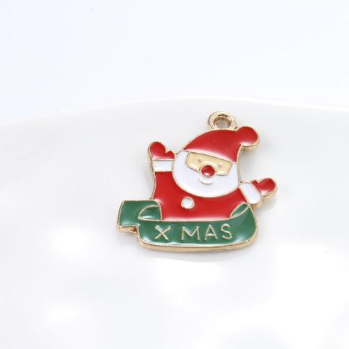 Tibetan Style Christmas Pendants, Santa Claus, gold color plated, DIY & enamel, mixed colors, 24x23.60x1.30mm, Sold By PC
