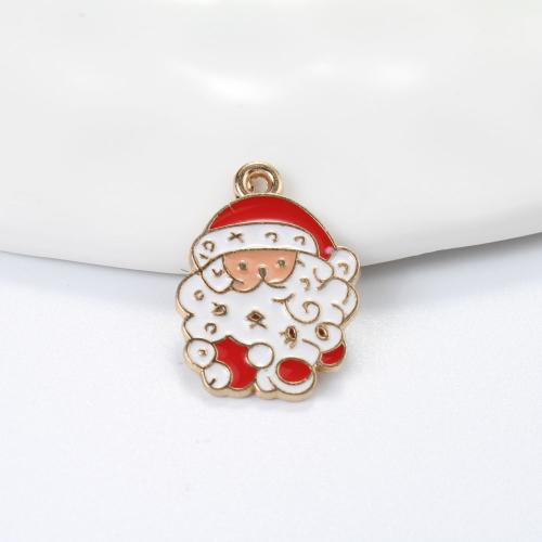 Tibetan Style Christmas Pendants, Santa Claus, gold color plated, DIY & enamel, mixed colors, 23.50x17x1.30mm, Sold By PC