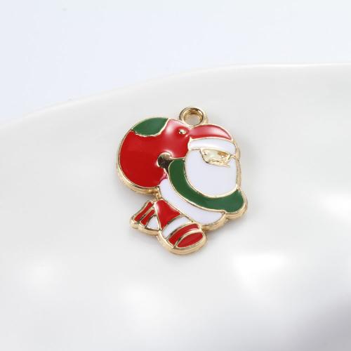 Tibetan Style Christmas Pendants, Santa Claus, gold color plated, DIY & enamel, mixed colors, 20.50x18.30x2.40mm, Sold By PC