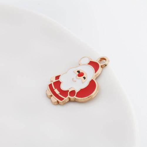 Tibetan Style Christmas Pendants, Santa Claus, gold color plated, DIY & enamel, mixed colors, 23x16.60x1.50mm, Sold By PC