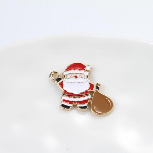 Tibetan Style Christmas Pendants, Santa Claus, gold color plated, DIY & enamel, mixed colors, 21x23x1.40mm, Sold By PC