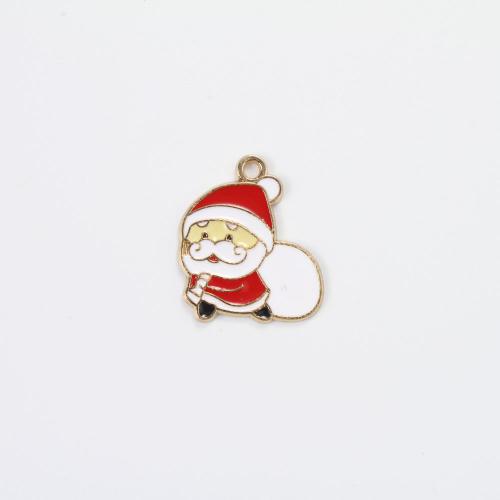 Tibetan Style Christmas Pendants, Santa Claus, gold color plated, DIY & enamel, mixed colors, 23x19.30x1.20mm, Sold By PC