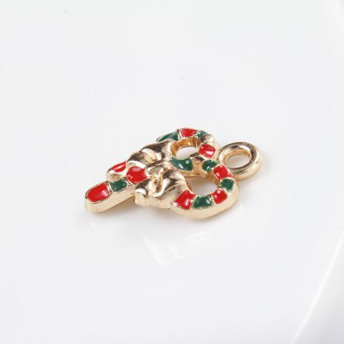 Tibetan Style Christmas Pendants, gold color plated, DIY & enamel, mixed colors, 18x12.60x2.80mm, Sold By PC
