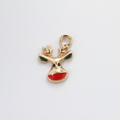 Tibetan Style Christmas Pendants, Christmas Reindeer, gold color plated, DIY & enamel, mixed colors, 18x13x3.40mm, Sold By PC