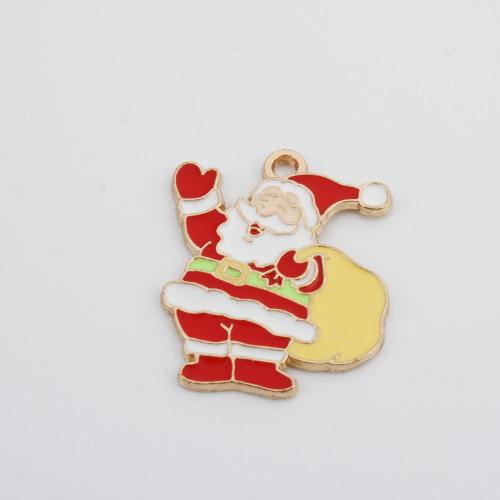 Tibetan Style Christmas Pendants, Santa Claus, gold color plated, DIY & enamel, mixed colors, 26x21x1.50mm, Sold By PC