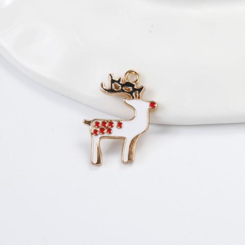 Tibetan Style Christmas Pendants, Christmas Reindeer, gold color plated, DIY & enamel, mixed colors, 24x19x1.80mm, Sold By PC
