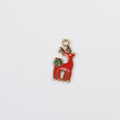 Tibetan Style Christmas Pendants, Christmas Reindeer, gold color plated, DIY & enamel, mixed colors, 23.50x11.20x1.60mm, Sold By PC