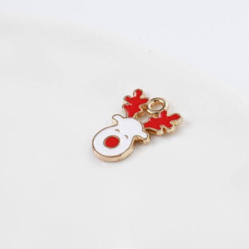 Tibetan Style Christmas Pendants, Christmas Reindeer, gold color plated, DIY & enamel, mixed colors, 17.50x13x1.30mm, Sold By PC