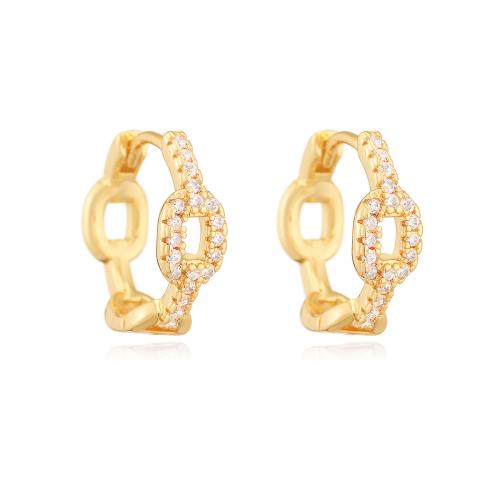 Cubic Zirconia Micro Pave Brass Earring, plated, micro pave cubic zirconia & for woman & hollow, more colors for choice, Sold By Pair
