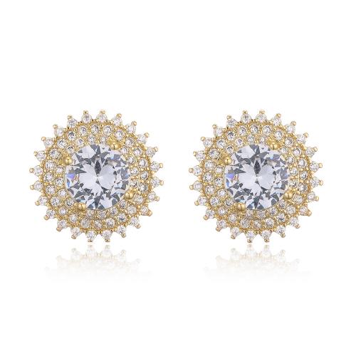 Boucles d'oreilles en laiton zircon cubique pavent, Plaqué d'or, styles différents pour le choix & pavé de micro zircon & pour femme, Vendu par paire