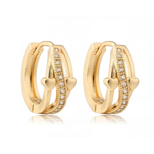 Cubic Zirconia Micro Pave Brass Earring, plated, micro pave cubic zirconia & for woman & hollow, more colors for choice, Sold By Pair