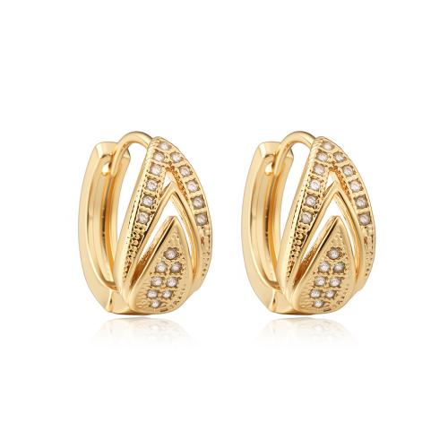 Cubic Zirconia Micro Pave Brass Earring, plated, micro pave cubic zirconia & for woman & hollow, more colors for choice, Sold By Pair