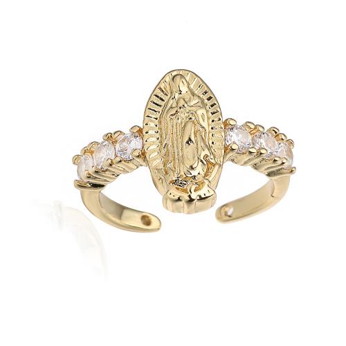 Cubic Zirconia Micro Pave Brass Ring, 18K gold plated, micro pave cubic zirconia & for woman, Sold By PC