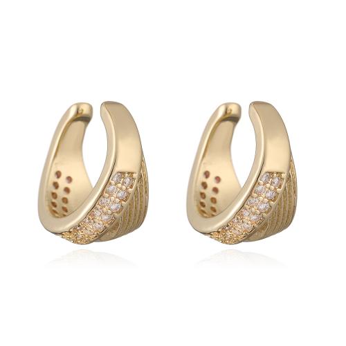 Cubic Zirconia Micro Pave Brass Earring, real gold plated, micro pave cubic zirconia & for woman, Sold By Pair