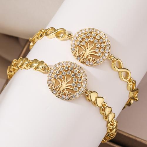 Cubic Zirconia Micro Pave Brass Bracelet, 18K gold plated, different styles for choice & micro pave cubic zirconia & for woman, Sold By PC