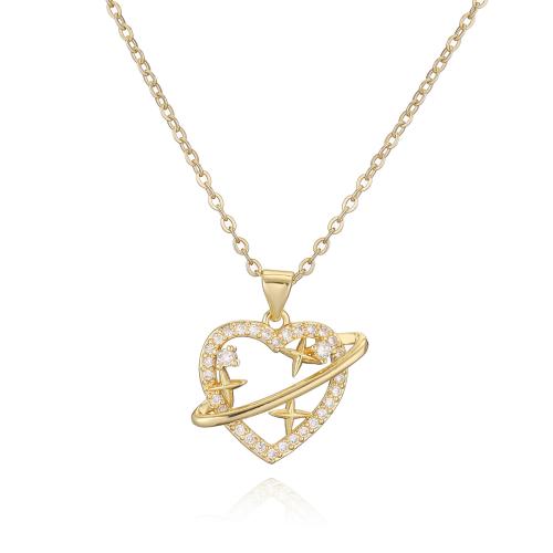 Cubic Zircon Micro Pave Brass Necklace, real gold plated, different styles for choice & micro pave cubic zirconia & for woman & hollow, Sold By PC