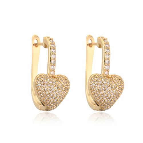 Cubic Zirconia Micro Pave Brass Earring, plated, different styles for choice & micro pave cubic zirconia & for woman, Sold By Pair