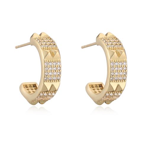 Cubic Zirconia Micro Pave Brass Earring, 18K gold plated, different styles for choice & micro pave cubic zirconia & for woman, golden, Sold By Pair