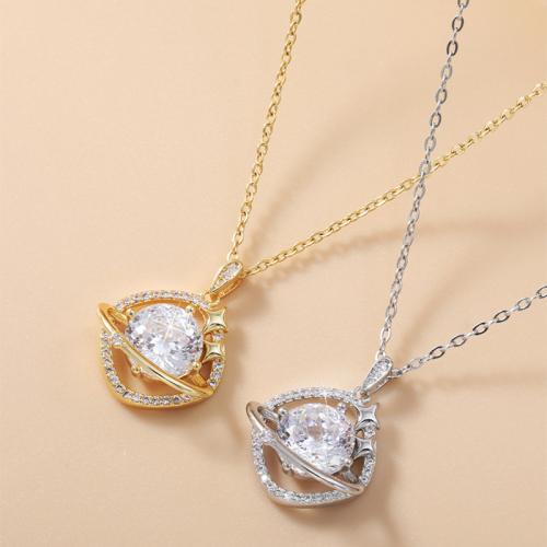 Aleación de cobre collar, con 1.6inch extender cadena, chapado, cadena oval & micro arcilla de zirconia cúbica & para mujer, más colores para la opción, longitud:aproximado 15.4 Inch, Vendido por UD