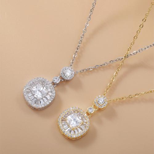 metal collar, con 1.6inch extender cadena, Cuadrado, chapado, cadena oval & micro arcilla de zirconia cúbica & para mujer, más colores para la opción, longitud:aproximado 15.4 Inch, Vendido por UD