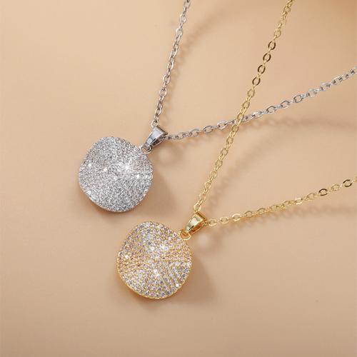 Aleación de cobre collar, con 1.6inch extender cadena, Patrón Geométrico, chapado, cadena oval & micro arcilla de zirconia cúbica & para mujer, más colores para la opción, longitud:aproximado 15.4 Inch, Vendido por UD