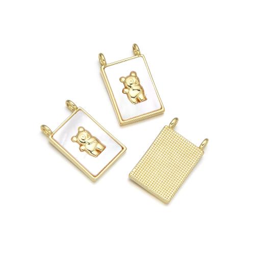 Natural White Shell Pendants, Brass, with White Shell, plated, DIY & double-hole, more colors for choice, nickel, lead & cadmium free, Sold By PC