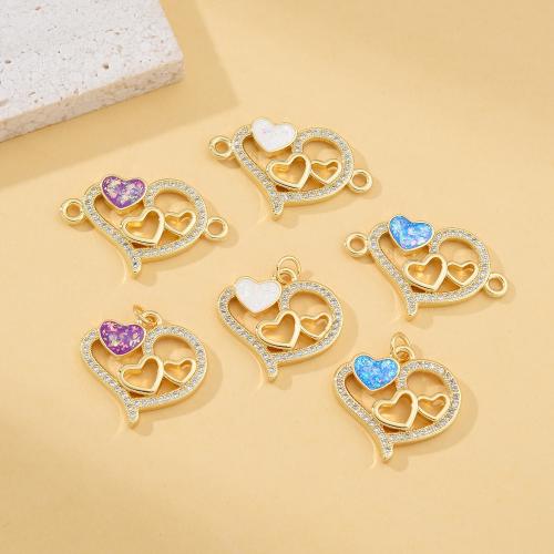 Befestigter Zirkonia Messing Anhänger, mit Opal, plattiert, DIY & Micro pave Zirkonia, keine, frei von Nickel, Blei & Kadmium, verkauft von PC