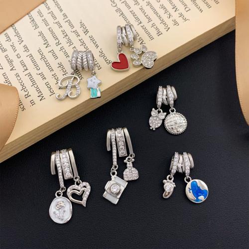 Cubic Zirconia Micro Pave Brass Pendant, plated, DIY & micro pave cubic zirconia & enamel, more colors for choice, nickel, lead & cadmium free, Sold By PC
