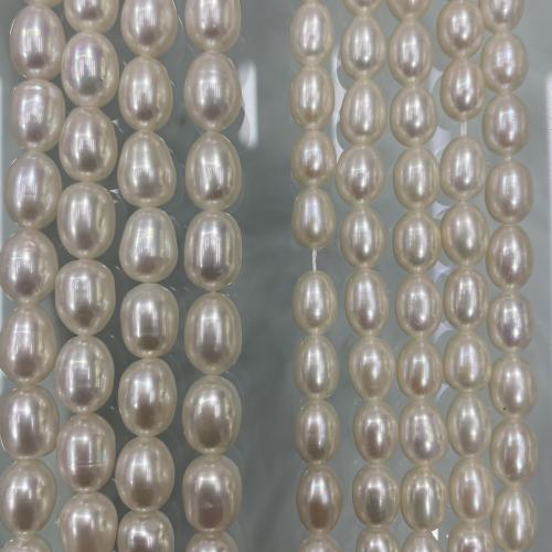 Cultured Rice Freshwater Pearl Beads, DIY, white, 5-8mm, Sold Per 38 cm Strand