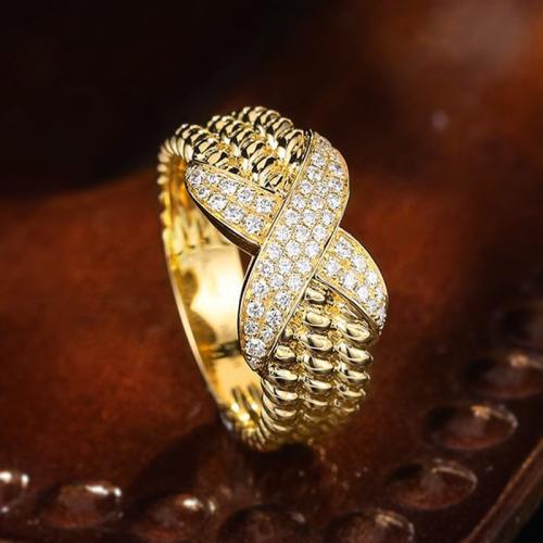 Cubic Zirconia Micro Pave Brass Ring, plated, different size for choice & micro pave cubic zirconia & for woman, Sold By PC