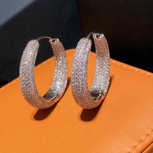 Cubic Zirconia Micro Pave Brass Earring, plated, fashion jewelry & micro pave cubic zirconia & for woman, Sold By Pair