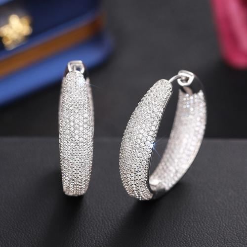 Cúbicos Circonia Pendiente Latón Micro pavimenta, metal, chapado, Joyería & micro arcilla de zirconia cúbica & para mujer, más colores para la opción, Vendido por Par