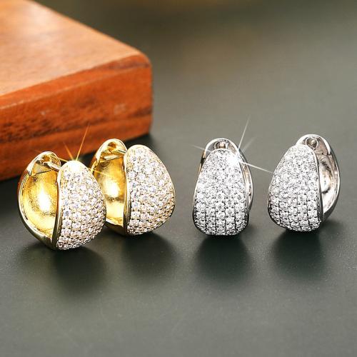 Cubic Zirconia Micro Pave Brass Earring, plated, fashion jewelry & micro pave cubic zirconia & for woman, more colors for choice, Sold By Pair
